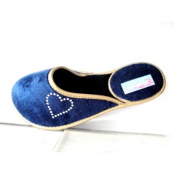 Blue house slippers with heart
