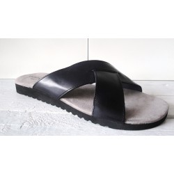 Black leather sandal
