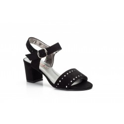 Black suede sandal with...