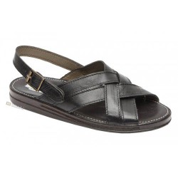 Cross leather sandal with...