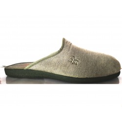 Green textile slippers