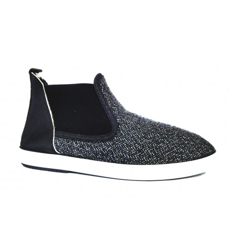 Ankle boot in textile blue