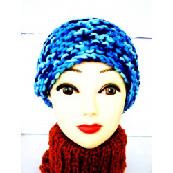 Handmade woolen hat in blue...