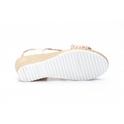 Braided leather sandal, padded leather insole, medium wedge heel, non-slip sole