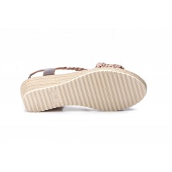 Braided leather sandal, padded leather insole, medium wedge heel, non-slip sole