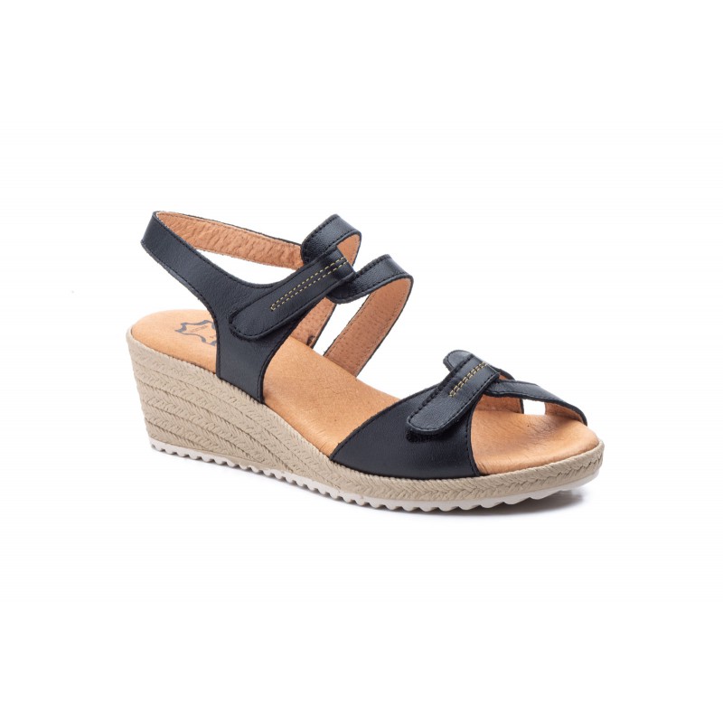 3454 Leather wedge sandals, comfort insole, non-slip