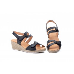 Sandalia de piel con velcros, plantilla de gel, suela antideslizante