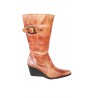 Brown leather boots with wedge