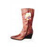 Brown leather boots with wedge