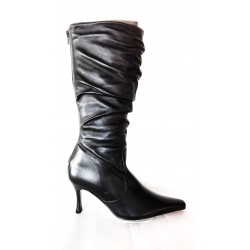 Wrinkled black leather boot...