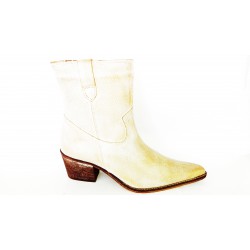 Cowboy beige leather ankle...