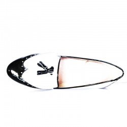 Zapato de piel de charol blanco y negro plano con borlas, interior en piel, suela de goma antideslizante