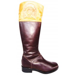Flat brown leather boots