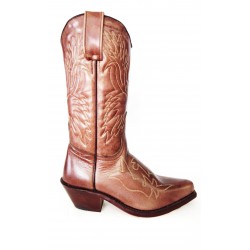 Brown leather cowboy boots...