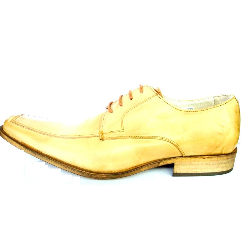 Luisetti Zapato de piel beige con cordones, interior de piel, suela de cuero