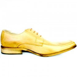 Luisetti Zapato de piel beige con cordones, interior de piel, suela de cuero