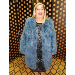 Real feather coat in blue