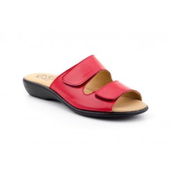 3474 Leather wedge sandals with gel insole, and velcro