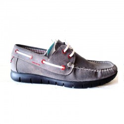 Grey leather moccasin