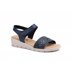 691 Leather opnework Sandal, anatomical,  white and navy blue skin, soft