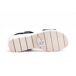 691 Leather opnework Sandal, anatomical,  white and navy blue skin, soft