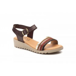 209 Leather wedge sandals,...