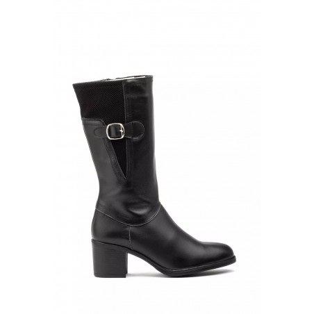 Ibérico 90731Black leather boots, zip, wide heel, rubber sole