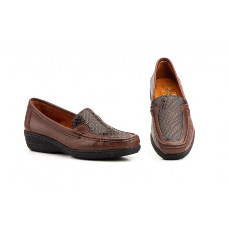 Antonella 3060  leather moccasin with wedge, non slip