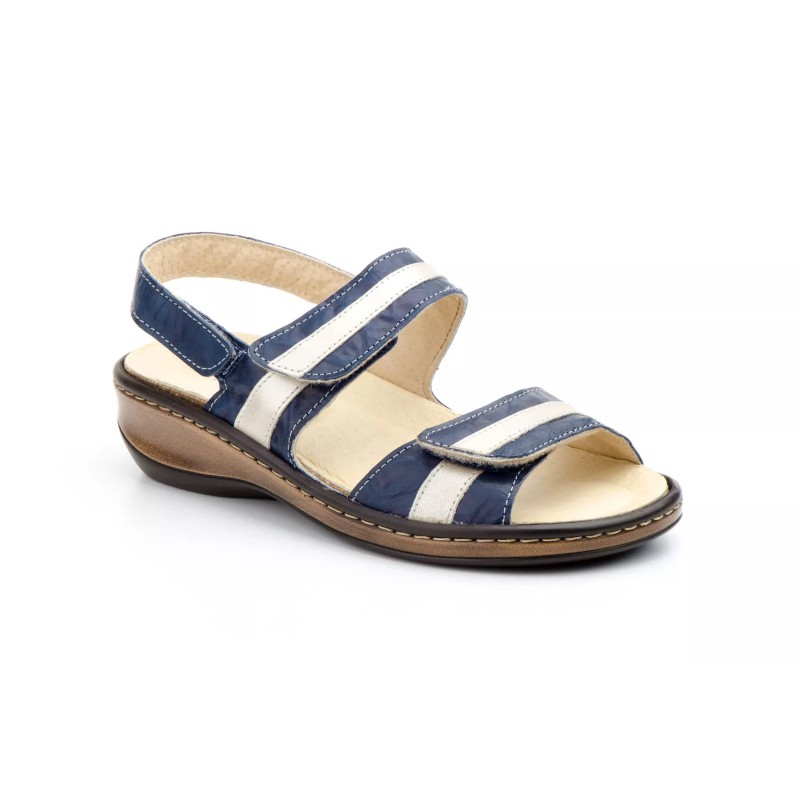 5050 Leather leather sandal with velcro straps and removable insole, non-slip