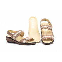 5050 Leather leather sandal with velcro straps and removable insole, non-slip