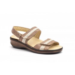 5050 Leather leather sandal with velcro straps and removable insole, non-slip