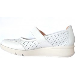Bailarina de piel suave, blanco, velcro, plantilla extraible, suela de goma, flexible, antideslizante tipo 24 horas
