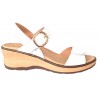 Calzado Sandalia piel suave, blanco, hebilla y velcro, plantilla extraible, suela de goma, flexible