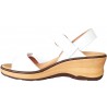 Shoes Anatomical White leather sandal, wedge, buckle and velcro closure, rubber sole, removable insole