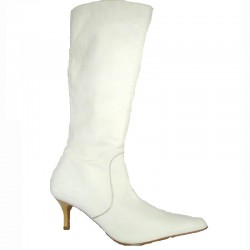 Boots white leather zipper