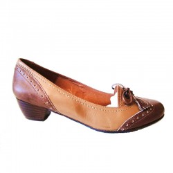 Brown and Beige Leather shoe