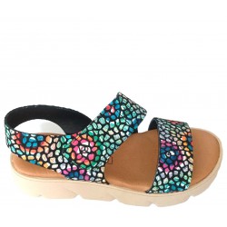 SHOES LYANNA 22725  Strappy soft leather, wedge sandals, comfort insolevelcro,  closure