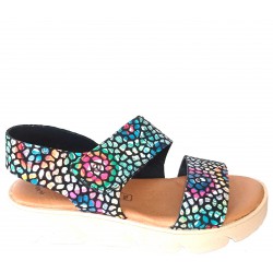 SHOES LYANNA 22725  Strappy soft leather, wedge sandals, comfort insolevelcro,  closure