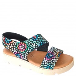 SHOES LYANNA 22725  Strappy soft leather, wedge sandals, comfort insolevelcro,  closure