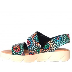 SHOES LYANNA 22725  Strappy soft leather, wedge sandals, comfort insolevelcro,  closure