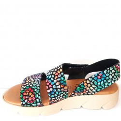 SHOES LYANNA 22725  Strappy soft leather, wedge sandals, comfort insolevelcro,  closure