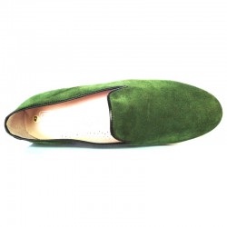 Wear comfortable shoes green suede, leather lining, natural rubber sole