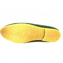 Zapato de vestir cómodo en piel serraje verde, interior en piel, suela de caucho natural