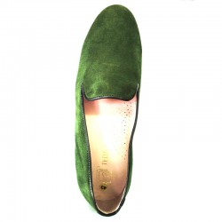 Wear comfortable shoes green suede, leather lining, natural rubber sole