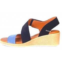 CALZADO Suaves 19031 Sandalia de piel de tiras con cuña media, cierre de velcro, plantilla de gel, suave, suela ligera