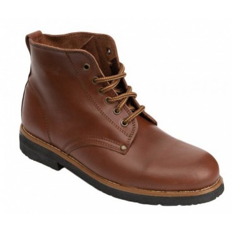 0123 Botines de piel marrones, campista, con cordones, suela antideslizante