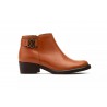 6400 Light brown and black leather ankle boot, zipper closure and rubber sole, non-slip