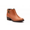 6400 Light brown and black leather ankle boot, zipper closure and rubber sole, non-slip