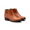 6400 Light brown and black leather ankle boot, zipper closure and rubber sole, non-slip