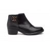 6400 Light brown and black leather ankle boot, zipper closure and rubber sole, non-slip